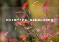 PUBG关闭个人功能，变革影响与深度思考