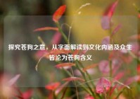 探究苍狗之意，从字面解读到文化内涵及众生皆沦为苍狗含义
