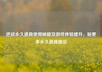 逆战永久道具使用秘籍及游戏体验提升，盼更多永久道具推出