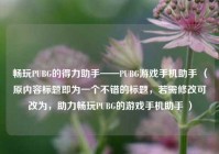 畅玩PUBG的得力助手——PUBG游戏手机助手 （原内容标题即为一个不错的标题，若需修改可改为，助力畅玩PUBG的游戏手机助手 ）