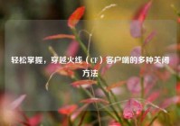 轻松掌握，穿越火线（CF）客户端的多种关闭 *** 