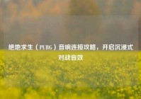 绝地求生（PUBG）音响连接攻略，开启沉浸式对战音效
