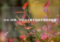 PUBG 2终测，开启浴火重生的战术竞技新旅程