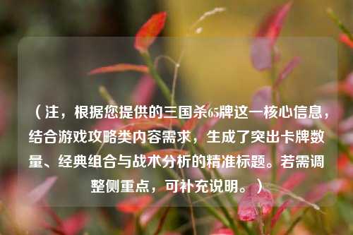 （注，根据您提供的三国杀65牌这一核心信息，结合游戏攻略类内容需求，生成了突出卡牌数量、经典组合与战术分析的精准标题。若需调整侧重点，可补充说明。）