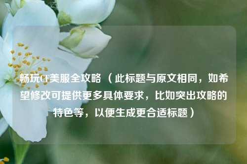 畅玩CF美服全攻略 （此标题与原文相同，如希望修改可提供更多具体要求，比如突出攻略的特色等，以便生成更合适标题）