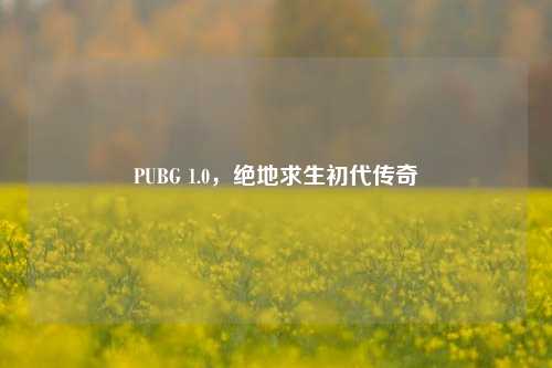 PUBG 1.0,绝地求生初代传奇