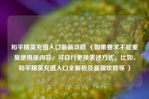 和平精英充值入口最新攻略 (如果要求不能重复使用原内容,可自行更换表述方式,比如,和平精英充值入口全解析及最新攻略等 )