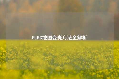 PUBG地图变亮 *** 全解析