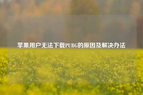 苹果用户无法下载PUBG的原因及解决办法