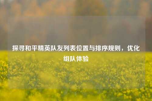 探寻和平精英队友列表位置与排序规则,优化组队体验