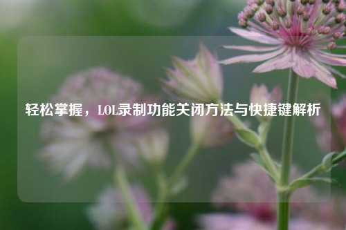 轻松掌握，LOL录制功能关闭方法与快捷键解析