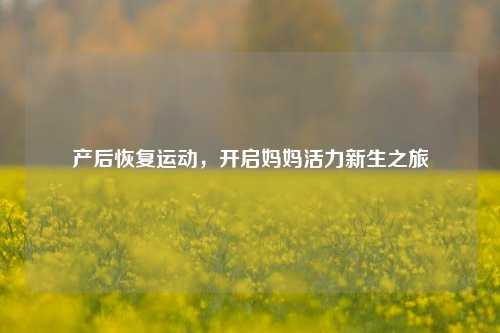 产后恢复运动,开启妈妈活力新生之旅